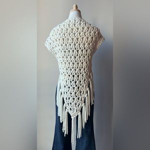 White House Black Market | Exquisite Cream Cable Knit Boho Shrug/Cape | M/L